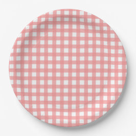Coral Pink Gingham Paper Teller