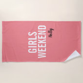 Coral Pink Girls Weekend Beach Handtuch (Vorderseite)