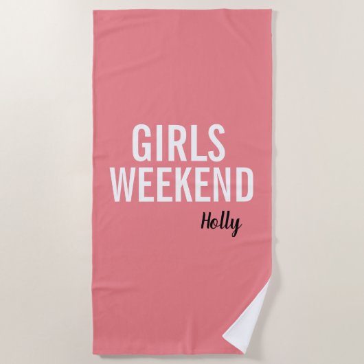 Coral Pink Girls Weekend Beach Handtuch (Vorderseite)