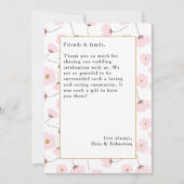 Coral Pink & Gold Floral Foto Hochzeit Vielen Dank Einladung (Rückseite)