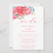 Coral Pink Gold Floral Intimes Courthouse Hochzeit Einladung (Vorderseite)