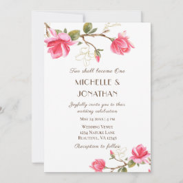 Coral Pink Gold Magnolia Christliche Hochzeit Einladung