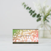 Coral Pink Green Ombre Glitzer Initials Gold Black Visitenkarte (Stehend Vorderseite)