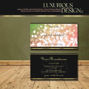 Coral Pink Green Ombre Glitzer Initials Gold Black Visitenkarte