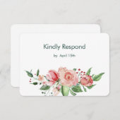 Coral Pink Green Rose Floral Wedding RSVP (Vorne/Hinten)