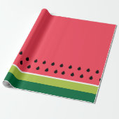 Coral Pink Green Watermelon Frucht Streifen Muster Geschenkpapier (Ungerollt)