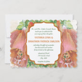 Coral Pink Green Wedding Typografy Wedding Einladung (Vorderseite)