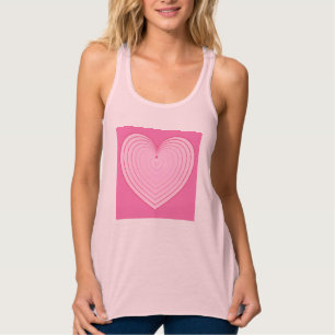 Coral pink heart, deeper pink background tank top