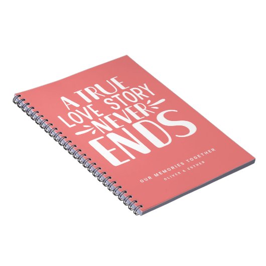 Coral Pink Liebe Story Ends Keepake Notebook Notizblock (Rechte Seite)