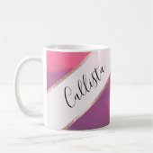 Coral Pink Lila Moderne Abstrakte Wave Art Kaffeetasse (Links)