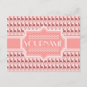 Coral Pink Lmon Dee Muster Personalisiert Postkarte