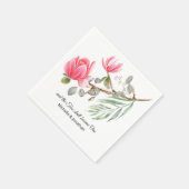 Coral Pink Magnolia florale Inspiration Hochzeit Serviette (Ecke)