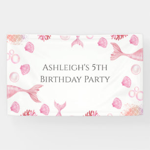 Coral Pink Mermaid Geburtstagspartei Banner