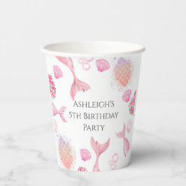 Coral Pink Mermaid Geburtstagspartei Pappbecher