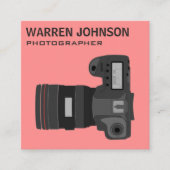 Coral Pink Moderner Fotograf QR-Code Quadratische Visitenkarte (Vorderseite)