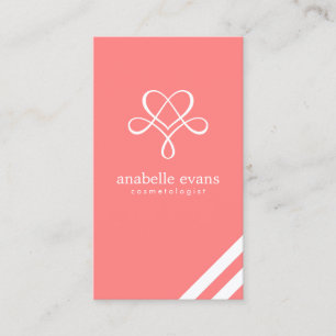 Coral Pink Modernes Herz und Wirbel Visitenkarte