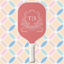 Coral Pink Monogram Initial Girly Classic Crest