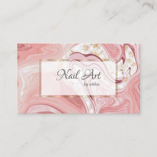Coral Pink Nail Artist Agate Wirbel Visitenkarte (Vorderseite)