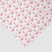 Coral Pink Nautical Anchor Muster Seidenpapier (Ausschnitt)