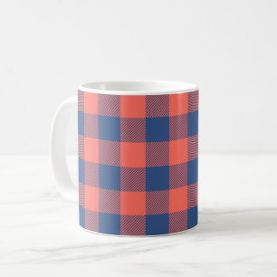 Coral Pink Navy Blue Square Rectangle Muster Kaffeetasse