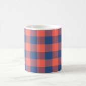 Coral Pink Navy Blue Square Rectangle Muster Kaffeetasse (Mittel)
