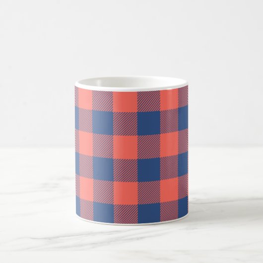 Coral Pink Navy Blue Square Rectangle Muster Kaffeetasse (Mittel)