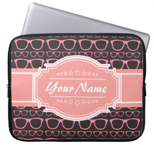 Coral Pink Nerd Brillen Personalisiert Laptopschutzhülle