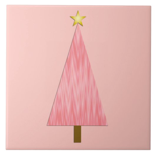 Coral Pink Ombre Moderner Weihnachtsbaum Fliese (Vorderseite)
