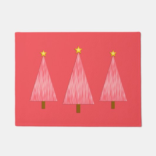 Coral Pink Ombre Moderner Weihnachtsbaum Fußmatte (Vorderseite)