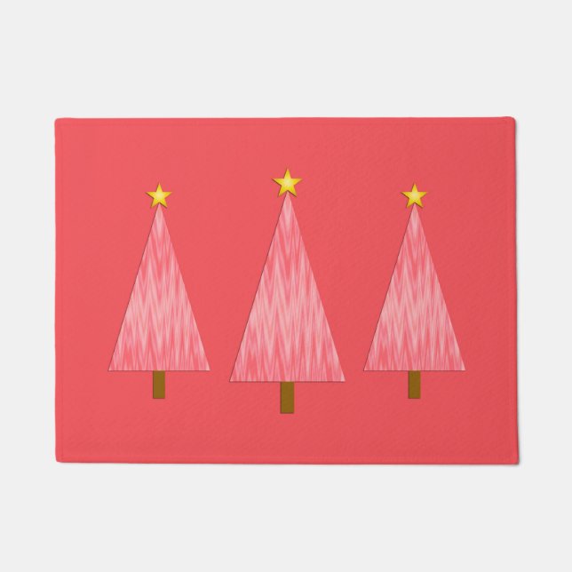 Coral Pink Ombre Moderner Weihnachtsbaum Fußmatte (Vorderseite)