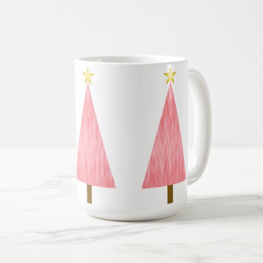 Coral Pink Ombre Moderner Weihnachtsbaum Kaffeetasse (VorderseiteRechts)