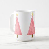 Coral Pink Ombre Moderner Weihnachtsbaum Kaffeetasse (Vorderseite Links)