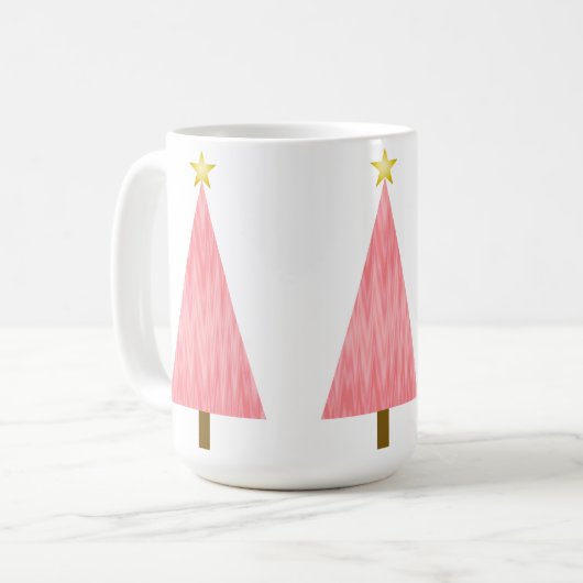 Coral Pink Ombre Moderner Weihnachtsbaum Kaffeetasse (Vorderseite Links)