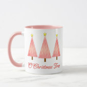 Coral Pink Ombre Muster Moderne Weihnachtsbäume Tasse (Links)