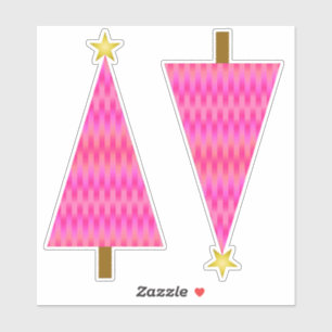 Coral Pink Ombre Retro Moderner Weihnachtsbaum Aufkleber