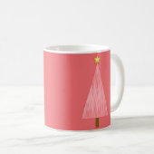 Coral Pink Ombre Retro Moderner Weihnachtsbaum Kaffeetasse (VorderseiteRechts)