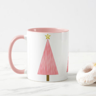 Coral Pink Ombre Retro Moderner Weihnachtsbaum Tasse