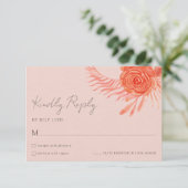 Coral Pink Orange Blush Floral Wedding RSVP Card (Stehend Vorderseite)