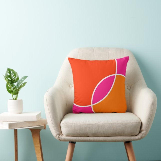 Coral Pink Orange Circles Kissen (Stuhl )