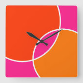 Coral Pink Orange Circles Quadratische Wanduhr (Vorderseite)