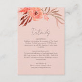 Coral Pink Orange Floral Wedding Details Begleitkarte (Vorderseite)