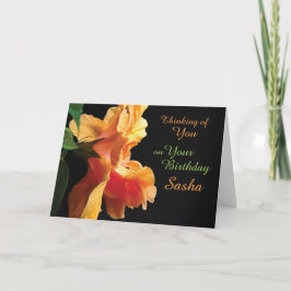 Coral Pink, Peach Orange Hibiskus Blume Geburtstag Karte