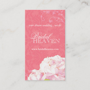 Coral Pink Peony Damask Wedding Visitenkarte