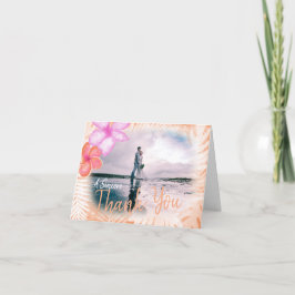 Coral, Pink Plumeria Blume Danke Karte