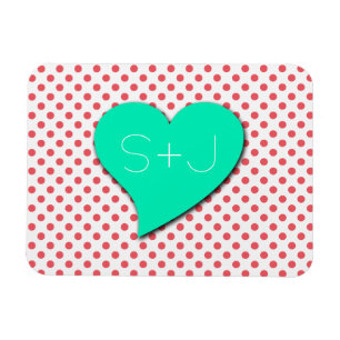 Coral Pink Polka Dots Monogram von Shirley Taylor Magnet