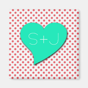Coral Pink Polka Dots Monogram von Shirley Taylor Magnet