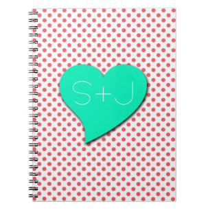 Coral Pink Polka Dots Monogram von Shirley Taylor Notizblock