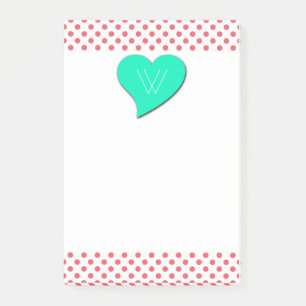 Coral Pink Polka Dots Monogram von Shirley Taylor Post-it Klebezettel