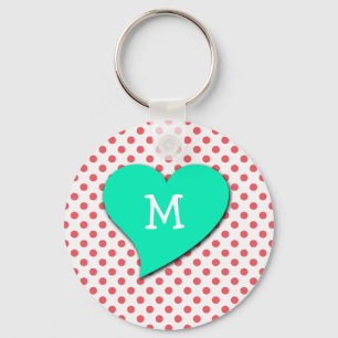 Coral Pink Polka Dots Monogram von Shirley Taylor Schlüsselanhänger