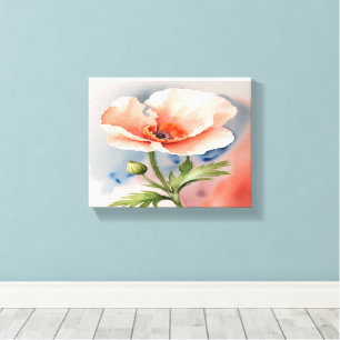 Coral Pink Poppy Blume Stretched Canvas Print Leinwanddruck